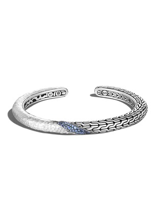 Main View - Click To Enlarge - JOHN HARDY - ‘CLASSIC CHAIN’ STERLING SILVER SAPPHIRE TWISTED HAMMERED KICK CUFF