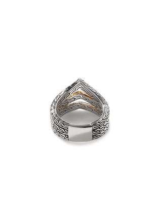 Detail View - Click To Enlarge - JOHN HARDY - ‘CLASSIC CHAIN’ 18K GOLD STERLING SILVER TREATED BLACK SAPPHIRE SPINEL TIGA RING