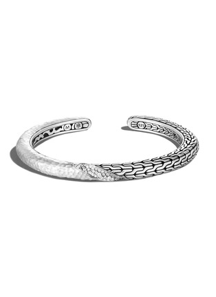 Main View - Click To Enlarge - JOHN HARDY - ‘CLASSIC CHAIN’ STERLING SILVER DIAMOND TWISTED HAMMERED KICK CUFF