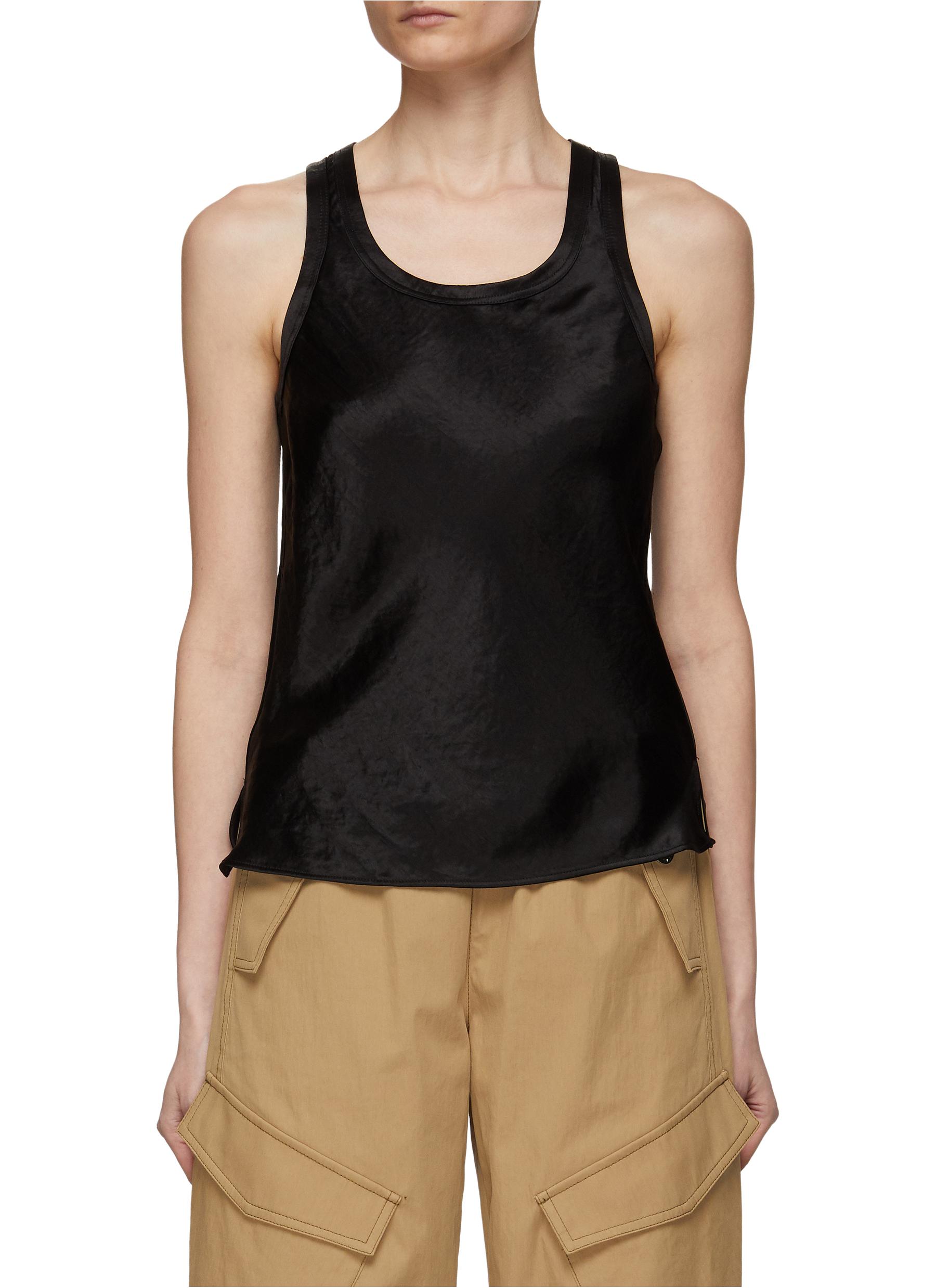 Helmut Lang Black Scoop Neck Tank Top In Black