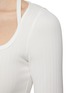  - YVES SALOMON - Square Neck Thumb Hole Button Front Ribbed Top