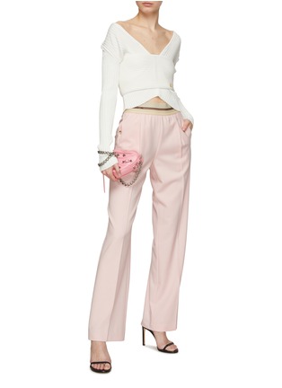 Figure View - Click To Enlarge - HELMUT LANG - Logo Jacquard Elasticated Waist Pleated Pants