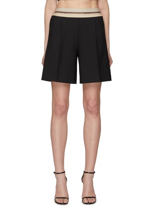 Main View - Click To Enlarge - HELMUT LANG - Logo Jacquard Elasticated Waist Pleated Shorts