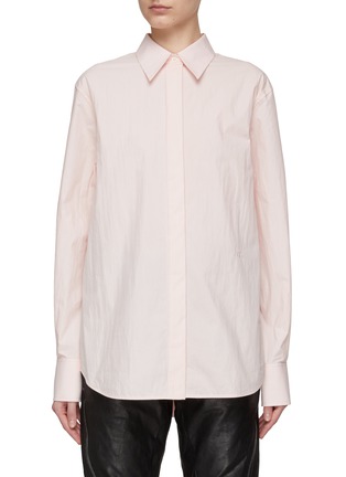 Main View - Click To Enlarge - HELMUT LANG - Logo Embroidery Back Placket Button Up Shirt