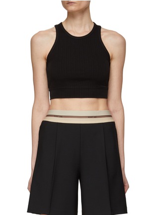Main View - Click To Enlarge - HELMUT LANG - Crewneck Slit Back Sleeveless Cropped Top