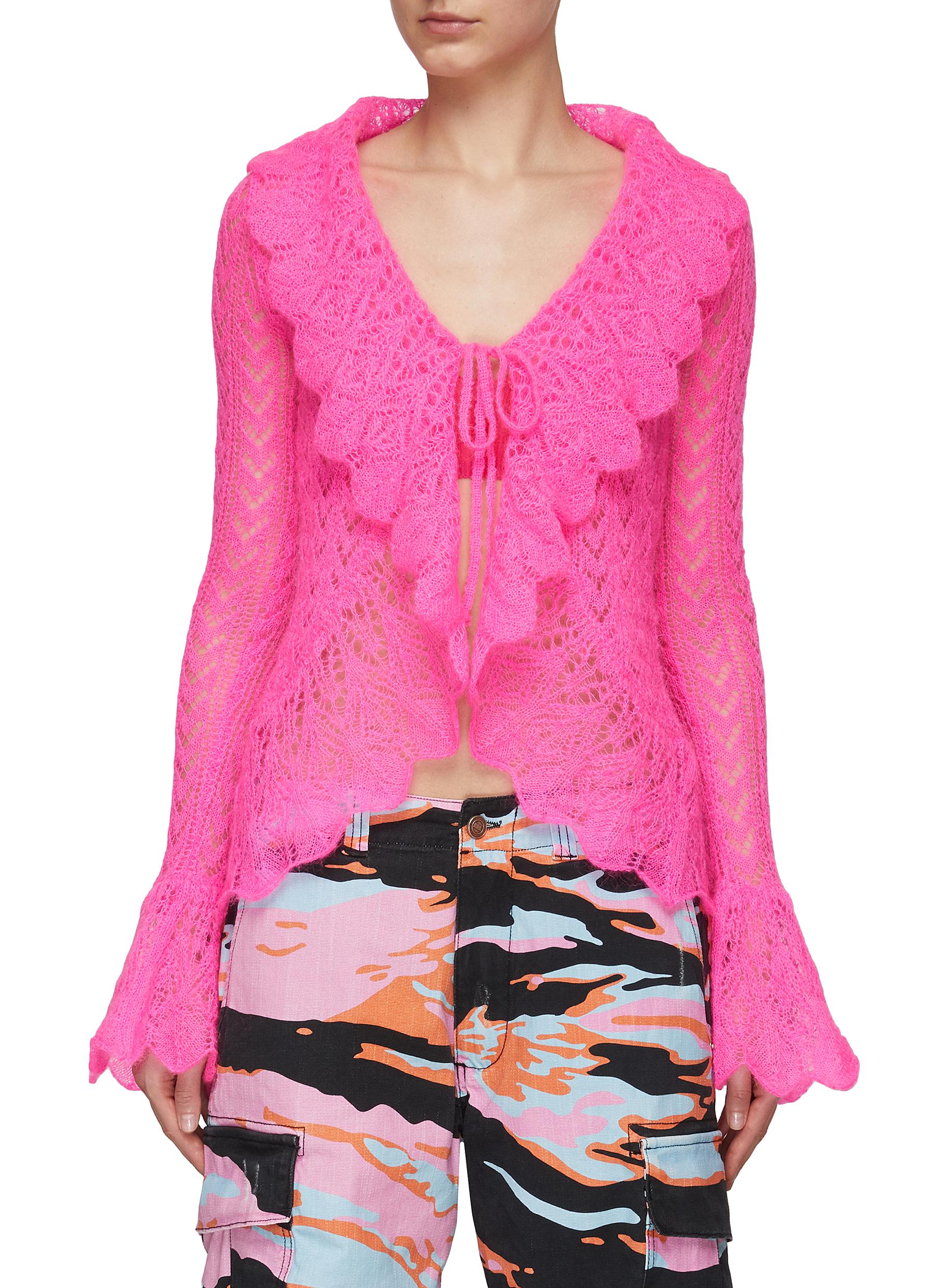 Erl Ruffled Mohair Bolero In Pink
