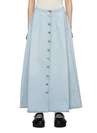 Main View - Click To Enlarge - ERL - Denim Button Up Cowgirl Maxi Skirt