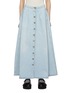 Main View - Click To Enlarge - ERL - Denim Button Up Cowgirl Maxi Skirt