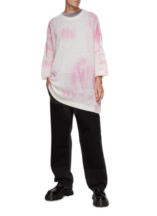Figure View - Click To Enlarge - MM6 MAISON MARGIELA - Dyed Gauze Knit Oversized Quarter Sleeve Sweater