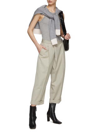 Figure View - Click To Enlarge - WE-AR 4 - Wrap Effect Pressed Crease Cuffed Wool Blend Culottes