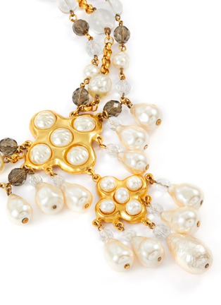 Detail View - Click To Enlarge - LANE CRAWFORD VINTAGE ACCESSORIES - GOLD TONED FAUX PEARL BEADED NECKLACE