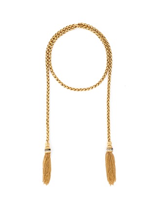 Main View - Click To Enlarge - LANE CRAWFORD VINTAGE ACCESSORIES - PIERRE BALMAIN GOLD TONED METAL DIAMANTE LANYARD CHAIN NECKLACE