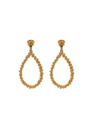 Main View - Click To Enlarge - LANE CRAWFORD VINTAGE ACCESSORIES - GOLD TONED METAL HAMMERED DETAIL DROP EARRINGS