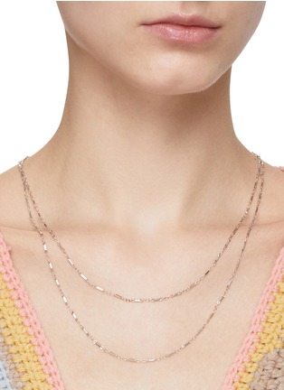 Figure View - Click To Enlarge - LANE CRAWFORD VINTAGE ACCESSORIES - SILVER TONED METAL DOUBLE ROW NECKLACE
