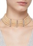 Figure View - Click To Enlarge - LANE CRAWFORD VINTAGE ACCESSORIES - SILVER TONED METAL DIAMANTE PEARL 5-STRAND CHOKER