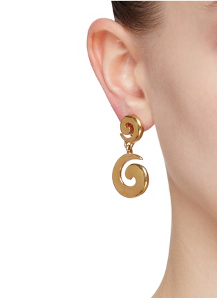 Figure View - Click To Enlarge - LANE CRAWFORD VINTAGE ACCESSORIES - GIVENCHY GOLD TONED METAL DROP EARRINGS