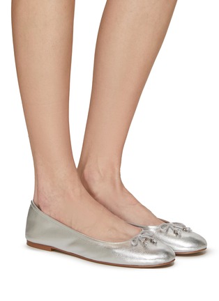 Figure View - Click To Enlarge - SAM EDELMAN - ‘Felicia Luxe’ Logo Bow Appliqué Leather Ballerina Flats