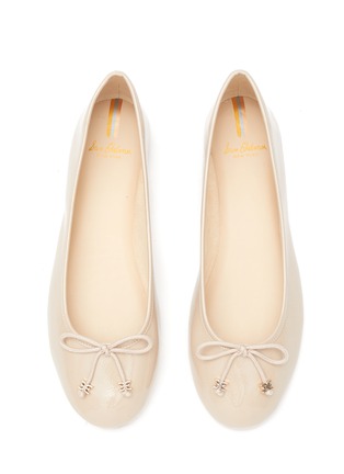 Detail View - Click To Enlarge - SAM EDELMAN - ‘Felicia Luxe’ Logo Bow Appliqué Round Toe Paent Leather Ballerina Flats