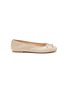 Main View - Click To Enlarge - SAM EDELMAN - ‘Felicia Luxe’ Logo Bow Appliqué Round Toe Paent Leather Ballerina Flats