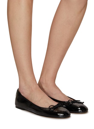 Figure View - Click To Enlarge - SAM EDELMAN - ‘Felicia Luxe’ Logo Bow Appliqué Round Toe Patent Leather Ballerina Flats