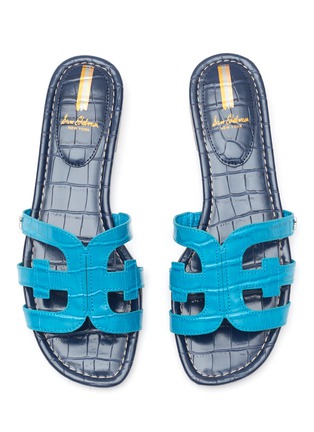 Detail View - Click To Enlarge - SAM EDELMAN - ‘Bay’ Double E Leather Flat Slides