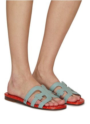 Figure View - Click To Enlarge - SAM EDELMAN - ‘Bay’ Double E Leather Flat Slides
