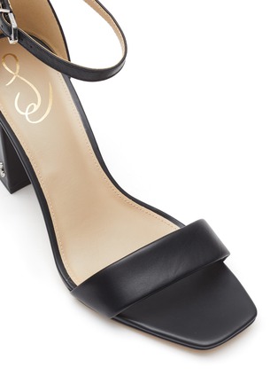 Detail View - Click To Enlarge - SAM EDELMAN - ‘Daniella’ 80 Single Band Square Toe Leather Block Heeled Sandals