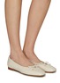 Figure View - Click To Enlarge - SAM EDELMAN - ‘Meadow’ Logo Bow Appliqué Square Toe Leather Ballerina Flats
