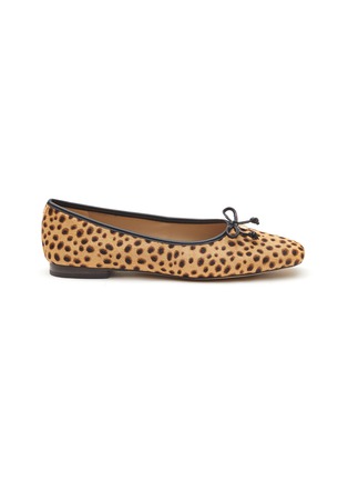 Main View - Click To Enlarge - SAM EDELMAN - ‘Meadow’ Cheetah Print Logo Bow Appliqué Square Toe Ballerina Flats