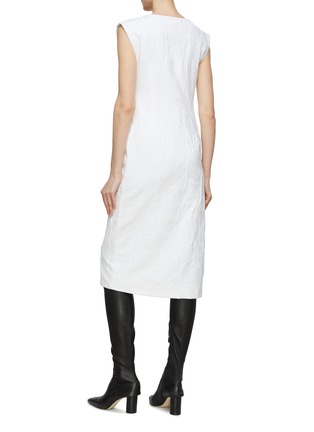 Back View - Click To Enlarge - CO - V-Neck Sleeveless Crinkled Cotton Blend Dress