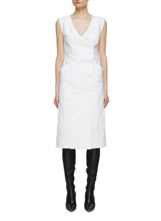 Main View - Click To Enlarge - CO - V-Neck Sleeveless Crinkled Cotton Blend Dress