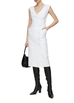 Figure View - Click To Enlarge - CO - V-Neck Sleeveless Crinkled Cotton Blend Dress