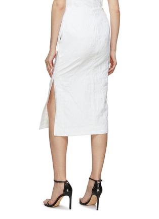 Back View - Click To Enlarge - CO - Side Slit Crinkled Cotton Blend Midi Skirt