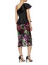 Back View - Click To Enlarge - MARCHESA NOTTE - Sequined Floral Graphic Ruffled One Shoulder Midi Dress