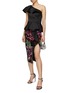 Figure View - Click To Enlarge - MARCHESA NOTTE - Sequined Floral Graphic Ruffled One Shoulder Midi Dress