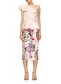 Main View - Click To Enlarge - MARCHESA NOTTE - Sequined Floral Graphic Ruffled One Shoulder Midi Dress