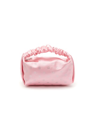 Main View - Click To Enlarge - ALEXANDER WANG - Mini ‘Scrunchie’ All Over Hotfix Logo Satin Baguette Bag