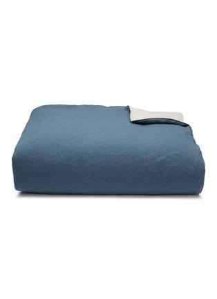Main View - Click To Enlarge - ONCE MILANO - Linen Blanket — Stone Blue/Natural