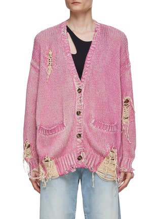 Main View - Click To Enlarge - R13 - Long Sleeve Oversized Distressed Cardigan