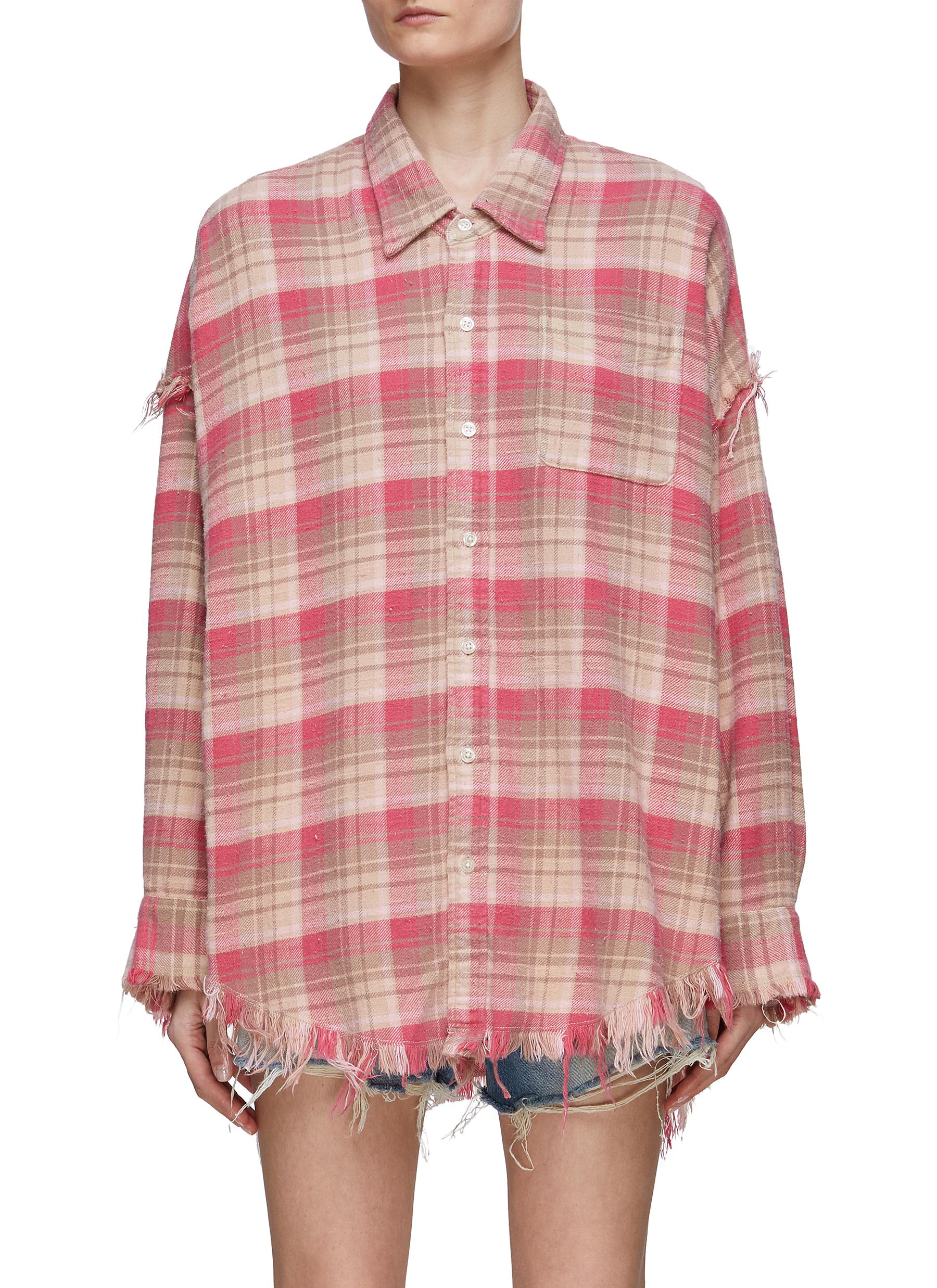 R13 Pink Shredded Seam Shirt | ModeSens