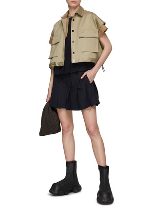 Figure View - Click To Enlarge - SACAI - Suiting Mix Contrast Waistband Shorts