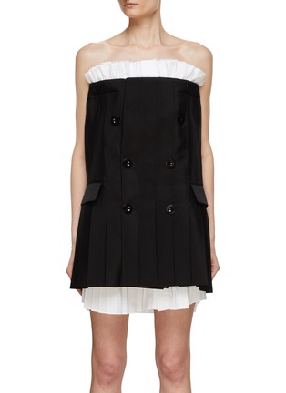 Main View - Click To Enlarge - SACAI - Ruffle Underlayer Strapless Suiting Dress