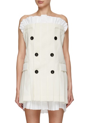 Main View - Click To Enlarge - SACAI - Ruffled Underlayer Strapless Suiting Dress