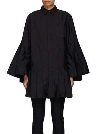 Main View - Click To Enlarge - SACAI - Flared Sleeve Pleated Cotton Shirt