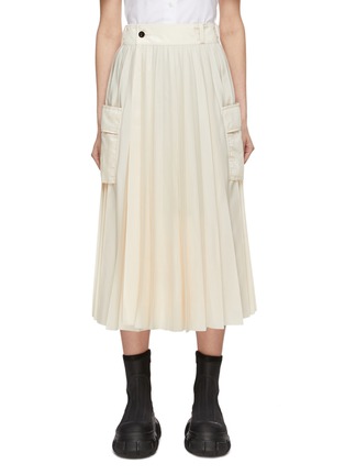Main View - Click To Enlarge - SACAI - Pleated Twill Midi Skirt