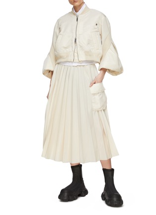 Figure View - Click To Enlarge - SACAI - Pleated Twill Midi Skirt