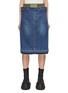 Main View - Click To Enlarge - SACAI - Ribbed Elasic Waist Side Slit Detail Denim Skirt