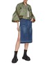Figure View - Click To Enlarge - SACAI - Ribbed Elasic Waist Side Slit Detail Denim Skirt