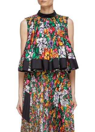 SACAI | Pleated Floral Print Sleevelss Pullover