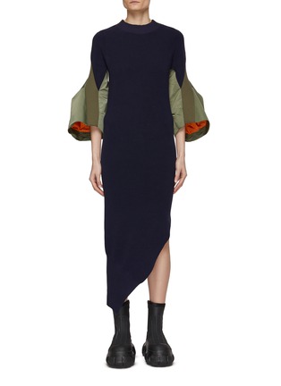 Main View - Click To Enlarge - SACAI - Flared Sleeve Asymmetrical Hem Maxi Dress